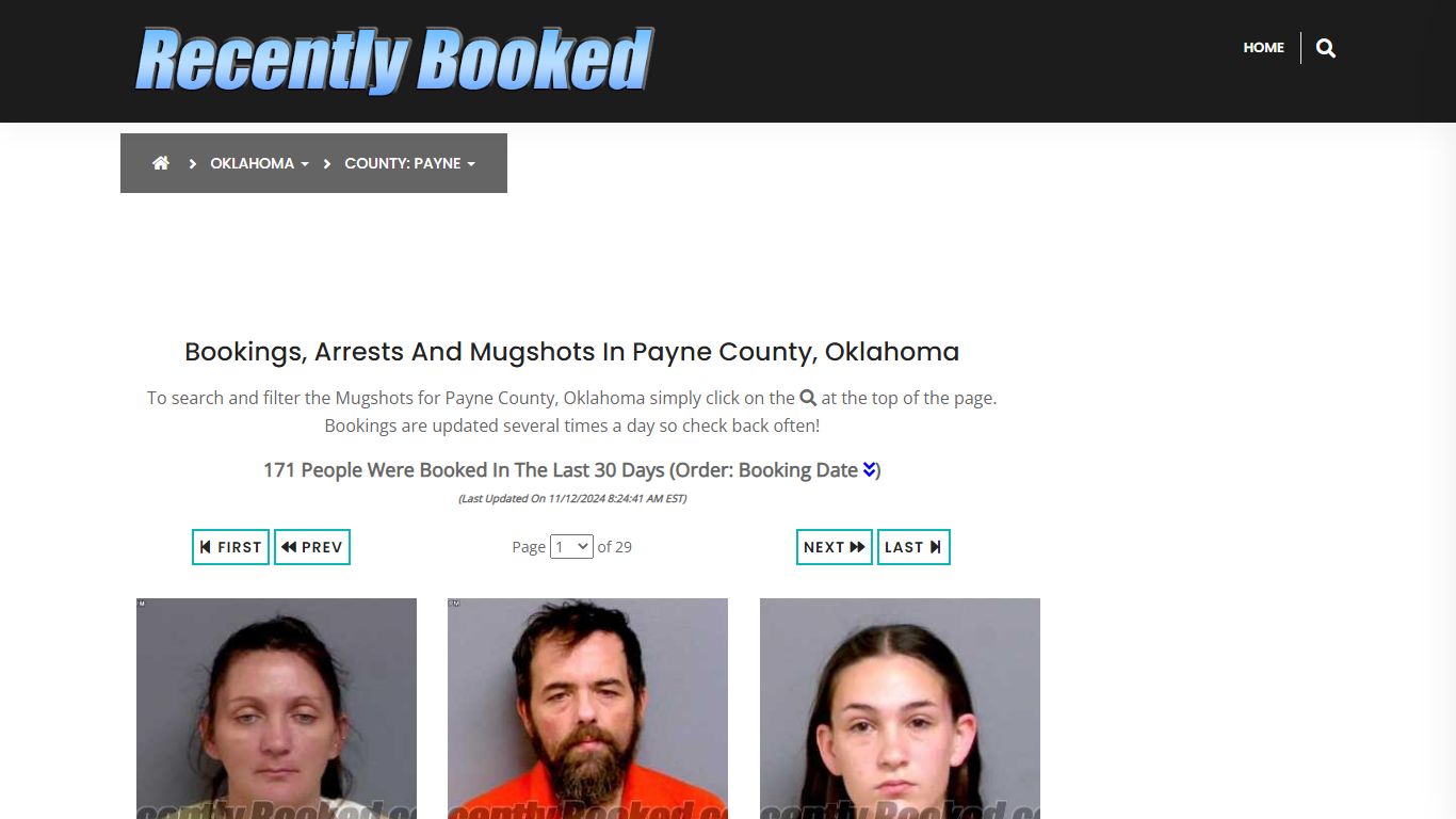 Bookings, Arrests and Mugshots in Payne County, Oklahoma - Recently Booked