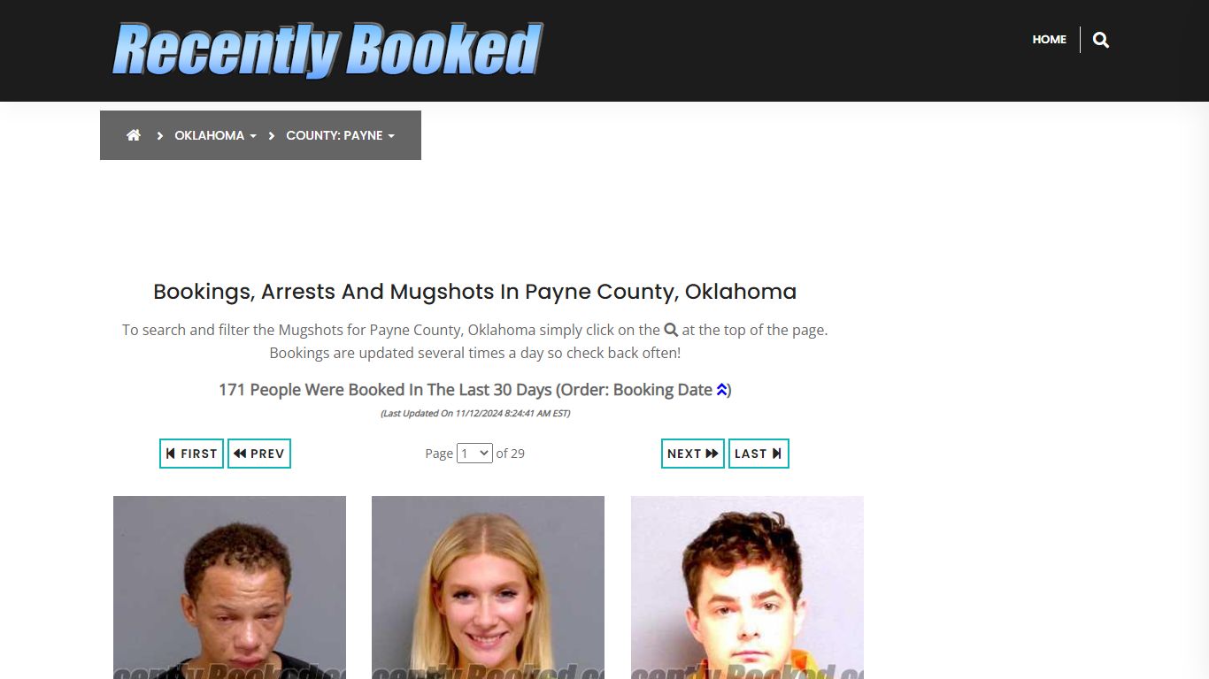 Bookings, Arrests and Mugshots in Payne County, Oklahoma - Recently Booked