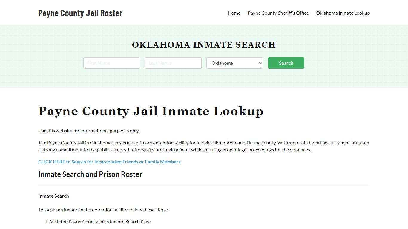 Payne County Jail Roster Lookup, OK, Inmate Search