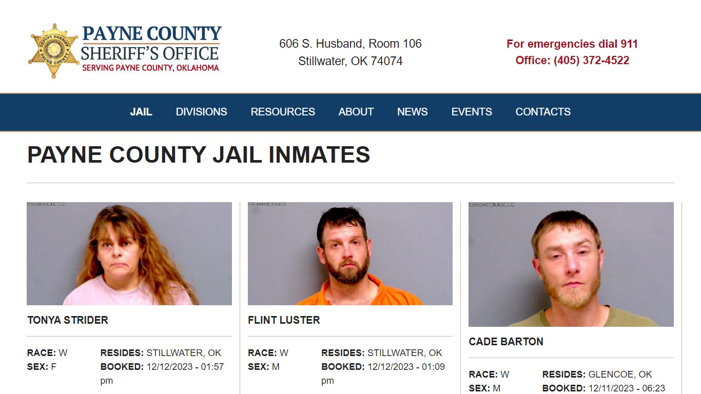 Inmate Search - Payne County Jail