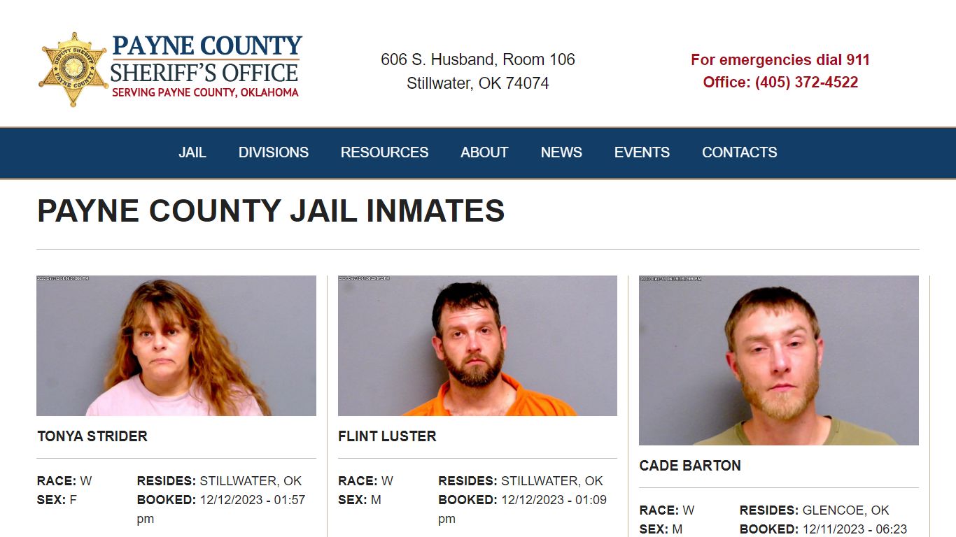 Inmate Search - Payne County Jail